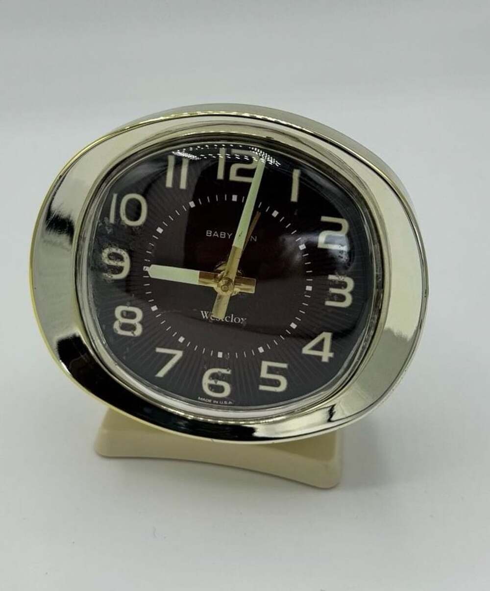 Vintage Westclox Baby Ben Alarm Clock Ivory and Gold Tone  Made in USA